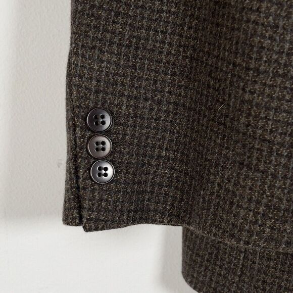 Structure Grid Sport Jacket Mens Sz 46 Brown Wool Blend 3 Button Blazer - Picture 4 of 16